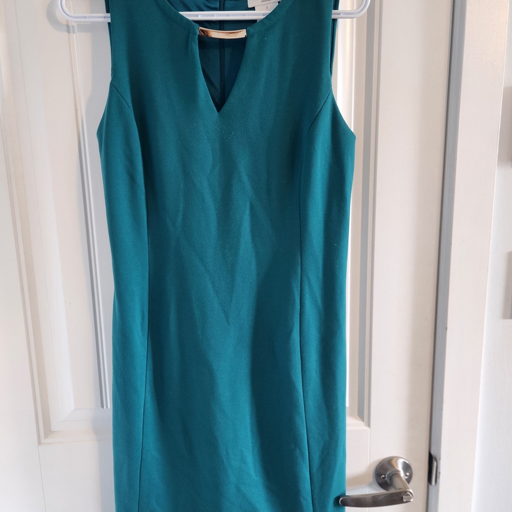 Sleeveless Teal Midi Sheath Dress